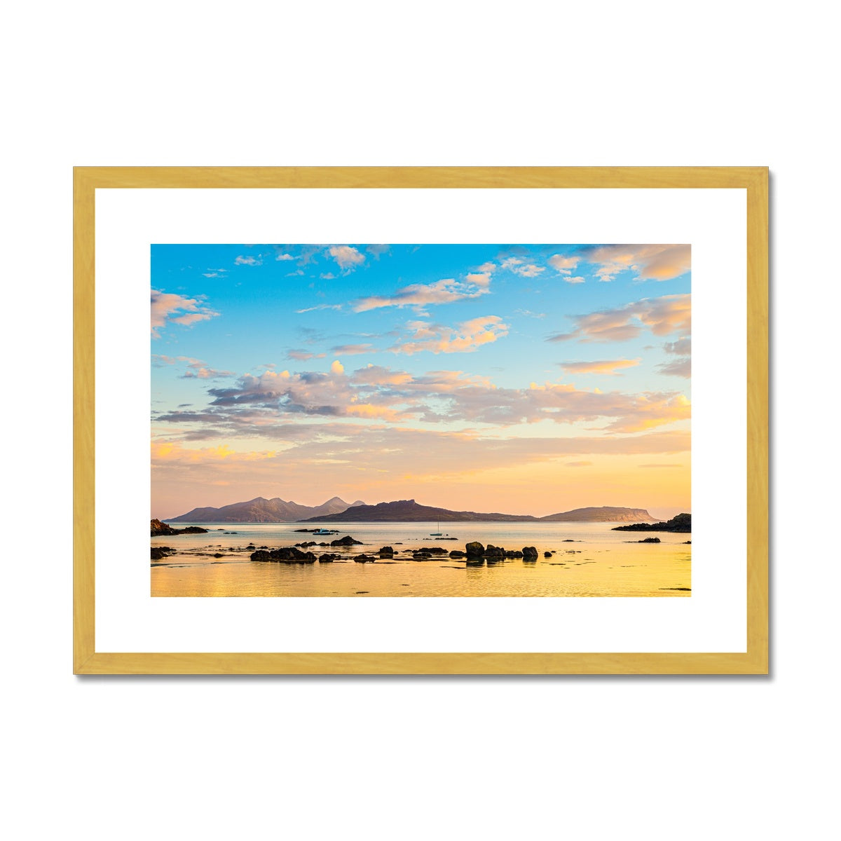 Dawn over the Inner Hebrides Antique Framed & Mounted Print