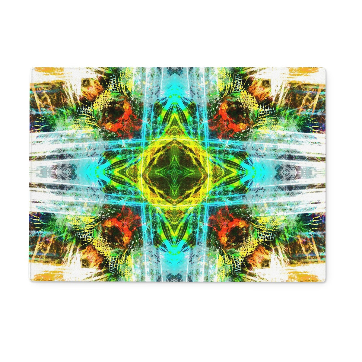 Earth Elemental Mandala Glass Chopping Board