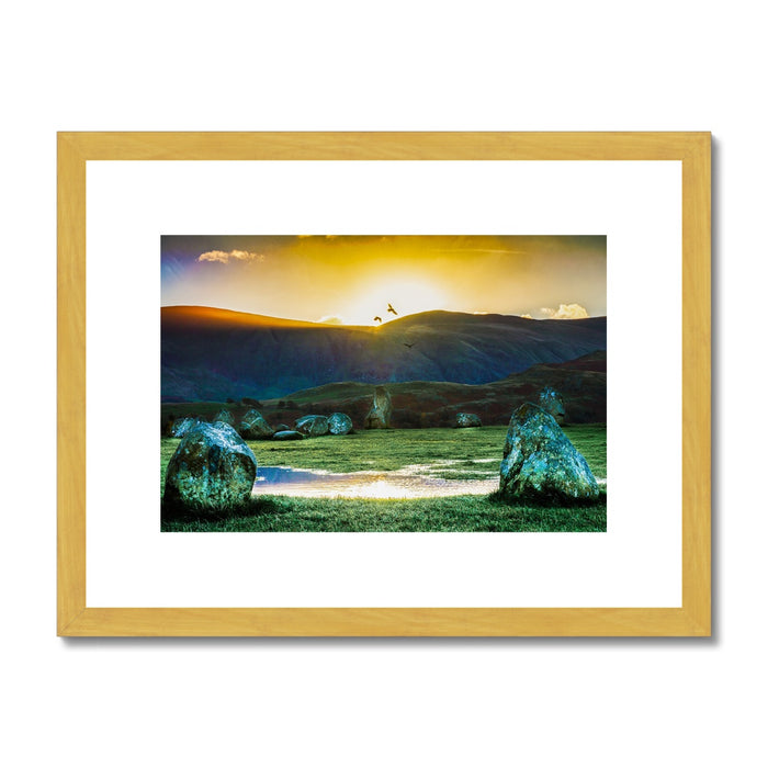 Crows over Castlerigg Antique Framed & Mounted Print