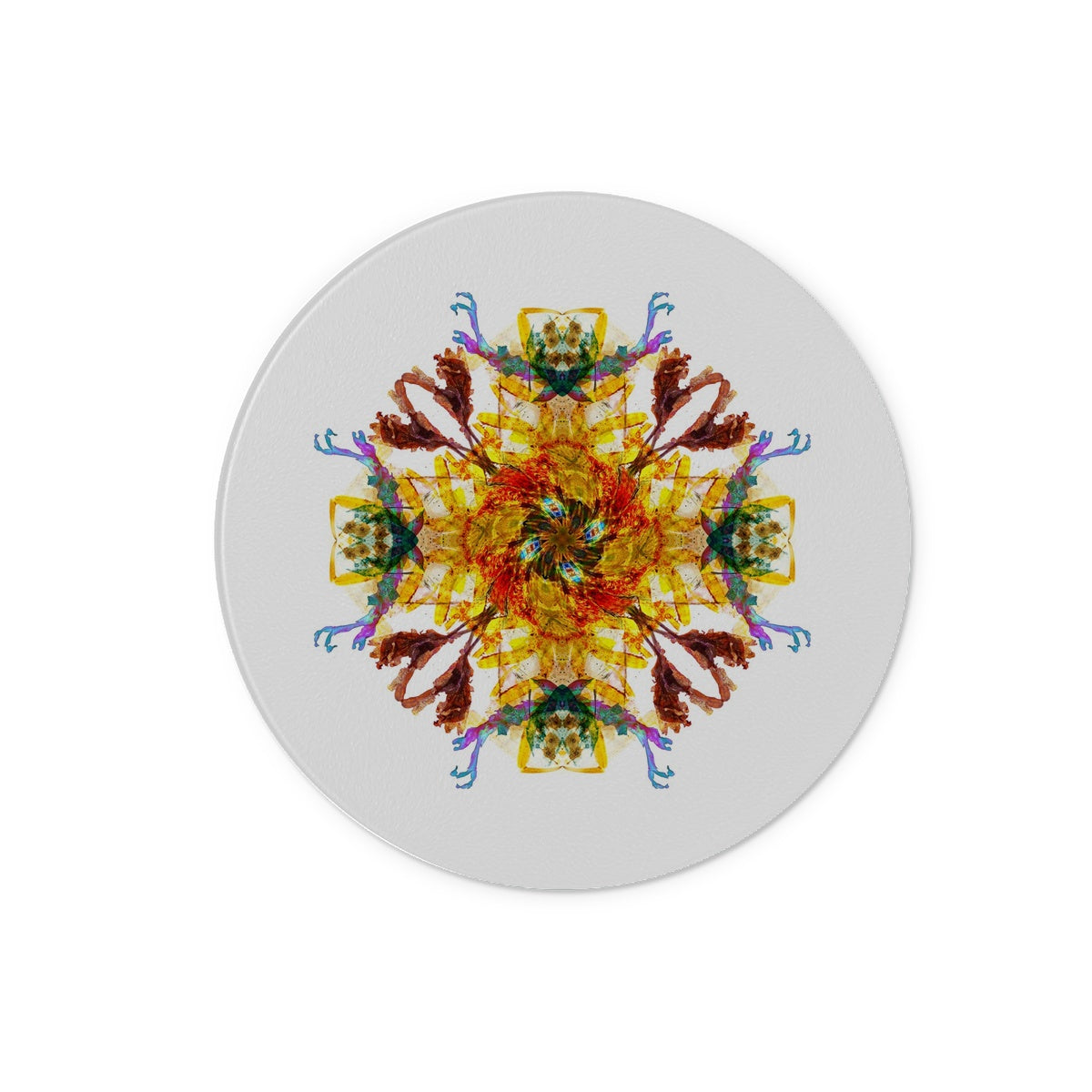 Ancient Wisdom Mandala Glass Chopping Board