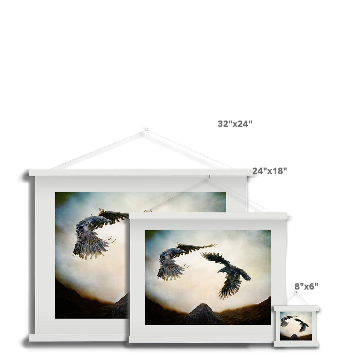 Odin's Ravens Fine Art Print with Hanger