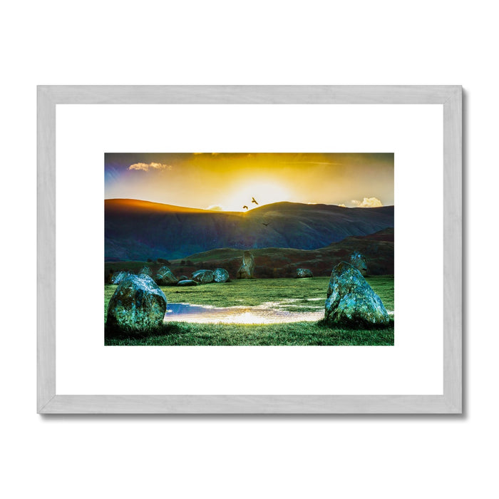 Crows over Castlerigg Antique Framed & Mounted Print