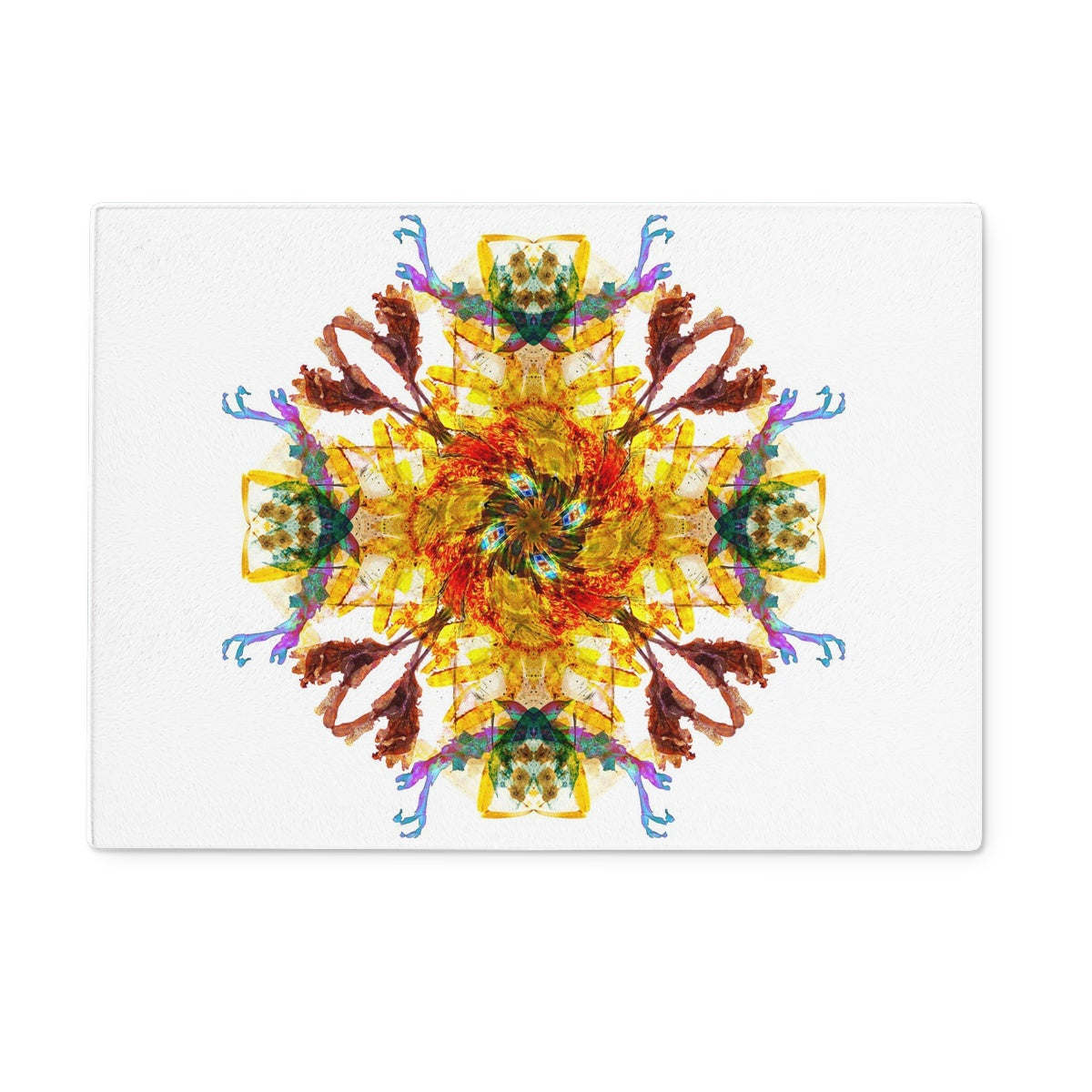 Ancient Wisdom Mandala Glass Chopping Board