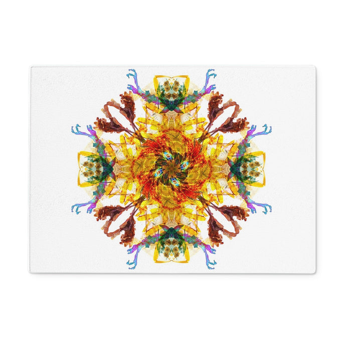 Ancient Wisdom Mandala Glass Chopping Board