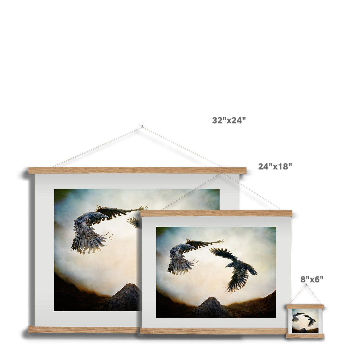 Odin's Ravens Fine Art Print with Hanger