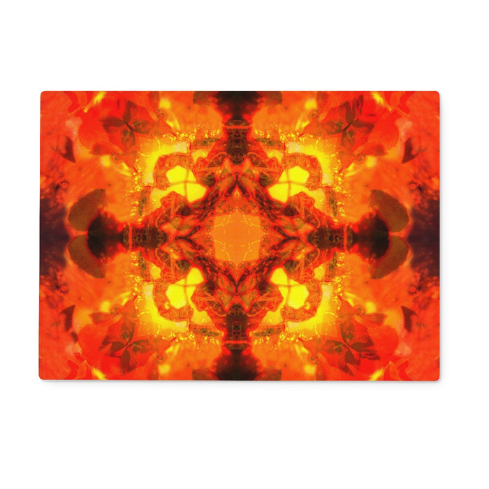 Fire Elemental Mandala Glass Chopping Board